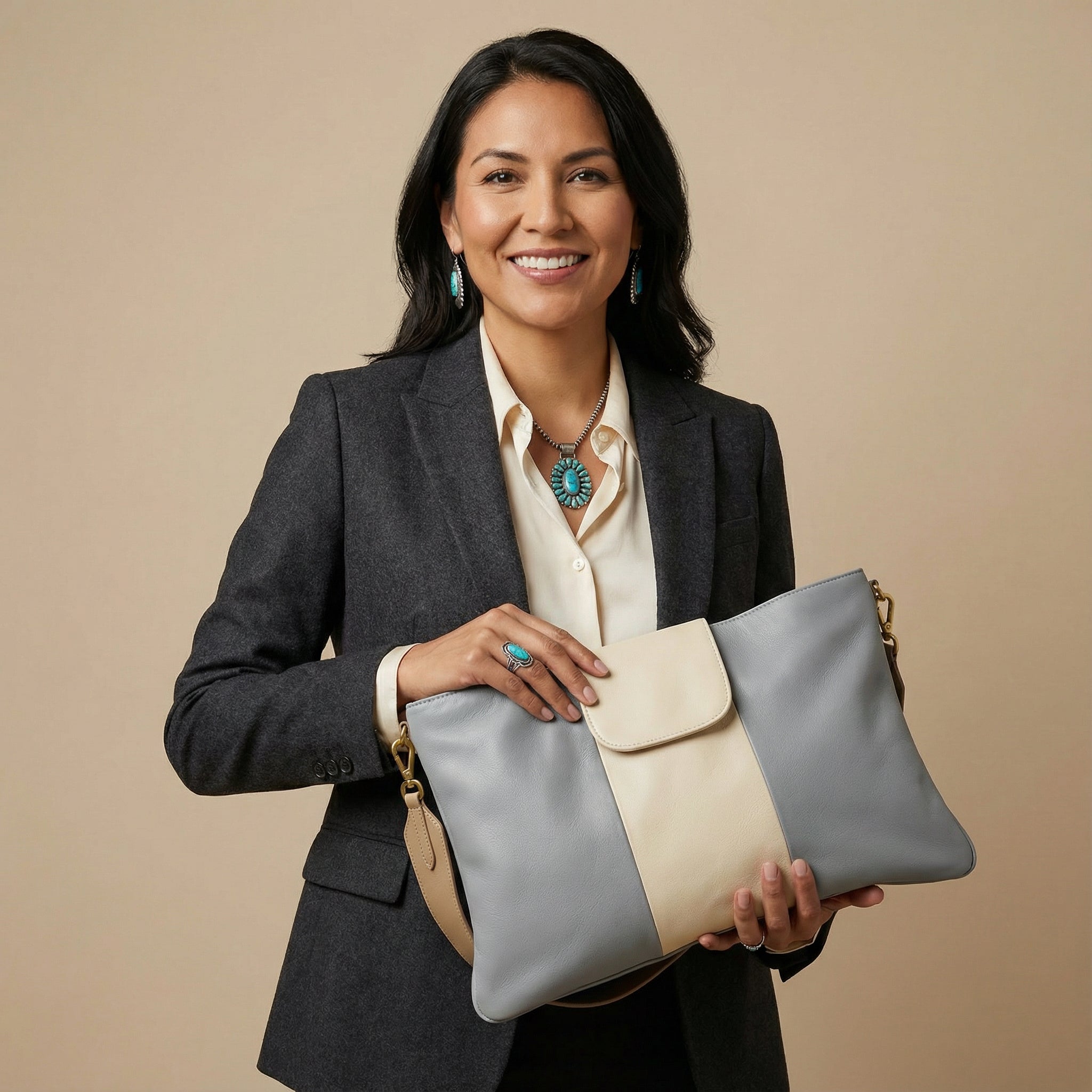 AMANDA en cuir bleu clair