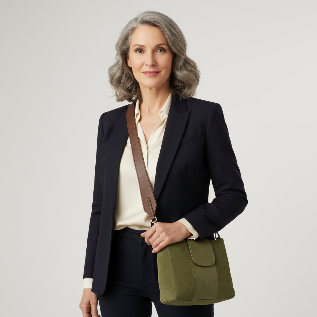 Sac ELENA en nubuck vert olive