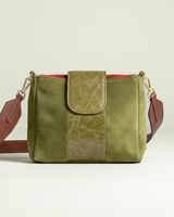 ELENA borsa in nabuk verde oliva