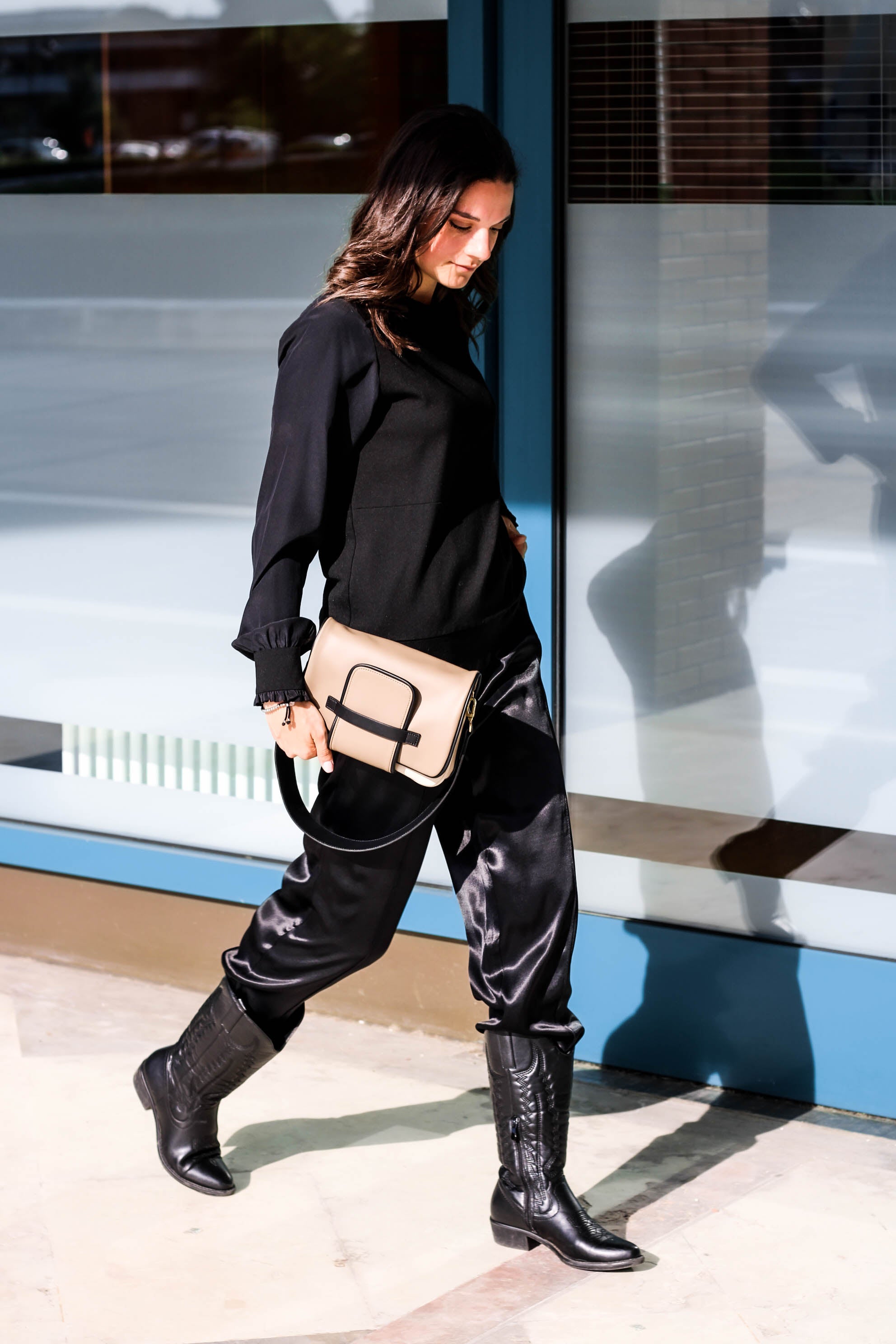 ANNA borsa in pelle nera