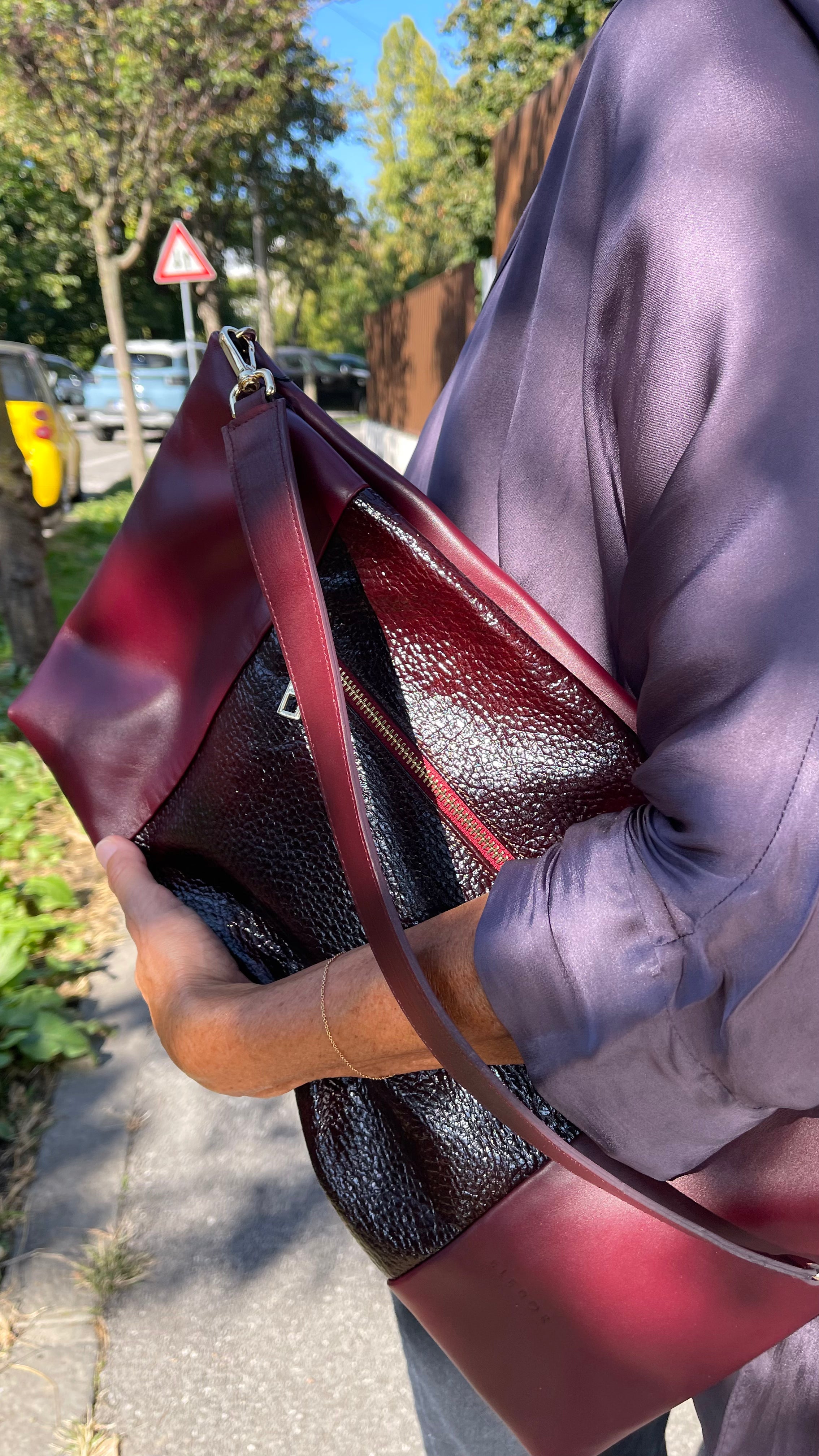EMMA borsa in pelle bordeaux ciliegia