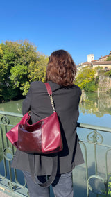 EMMA borsa in pelle bordeaux ciliegia