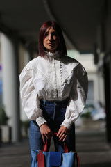 DARIA borsa in pelle azzurro riviera