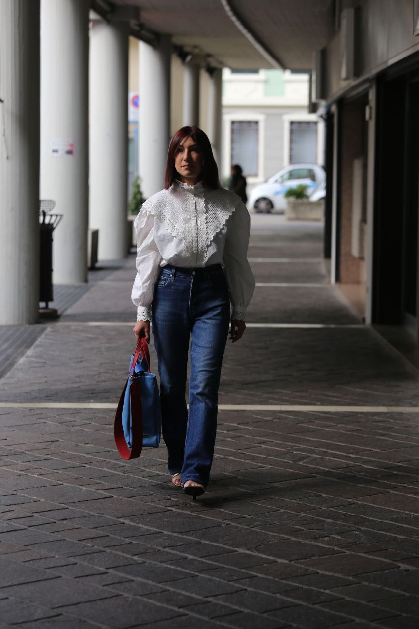 DARIA borsa in pelle azzurro riviera