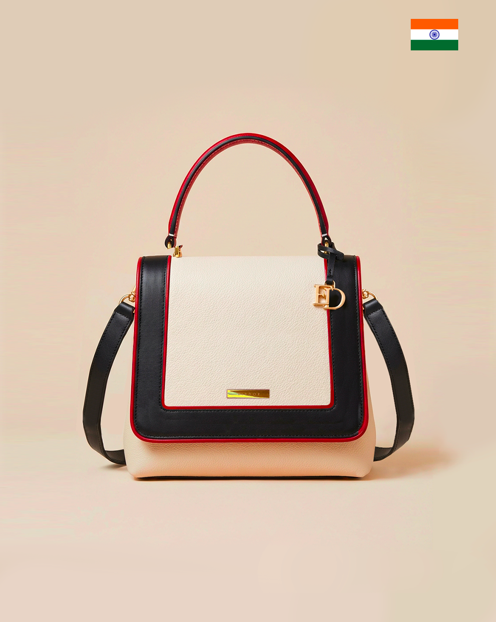 MARGHERITA borsa in pelle bianca e nera