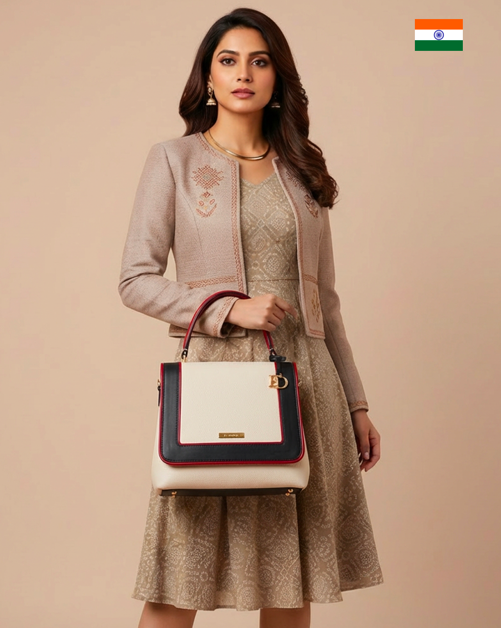 MARGHERITA borsa in pelle bianca e nera