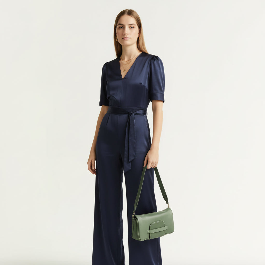 MATILDE en cuir vert sauge